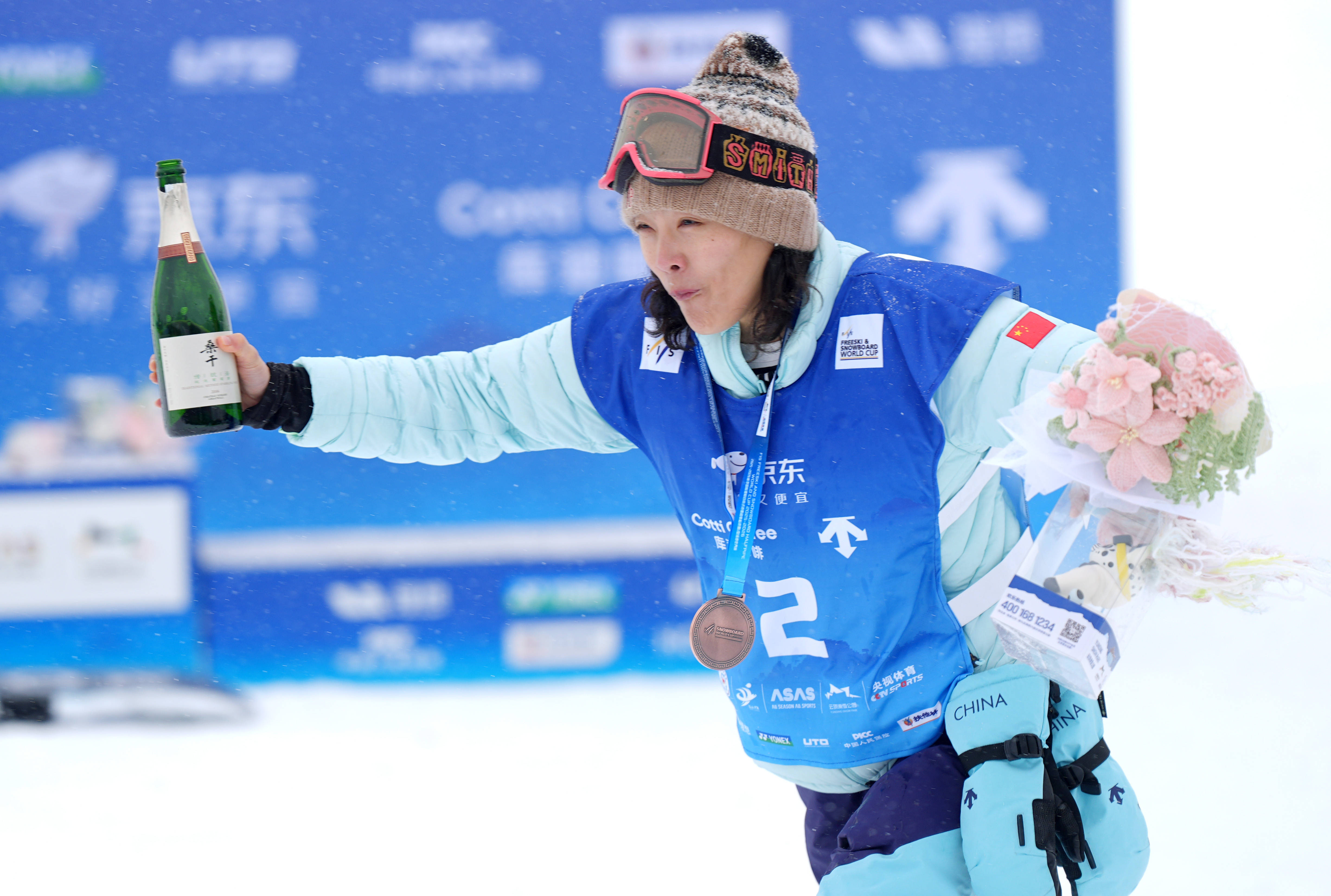 （体育）单板滑雪——U型场地技巧世界杯：蔡雪桐获季军